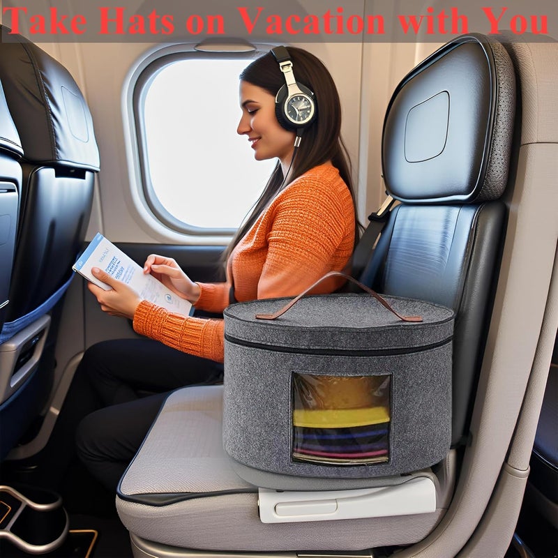 Memfish Hat Box-Hats Boxes for Women Storage Travel Large Round Hat Carrier Case Organizer (Grey) - Image 5